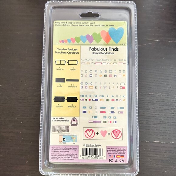 Cricut Shapes Cartridge Fabulous Finds Provo Craft Sealed - Picture 2 of 2